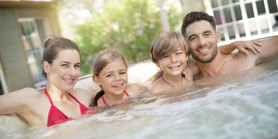 banner of Owning a Hot Tub Means Warm Soothing Relaxation Outside